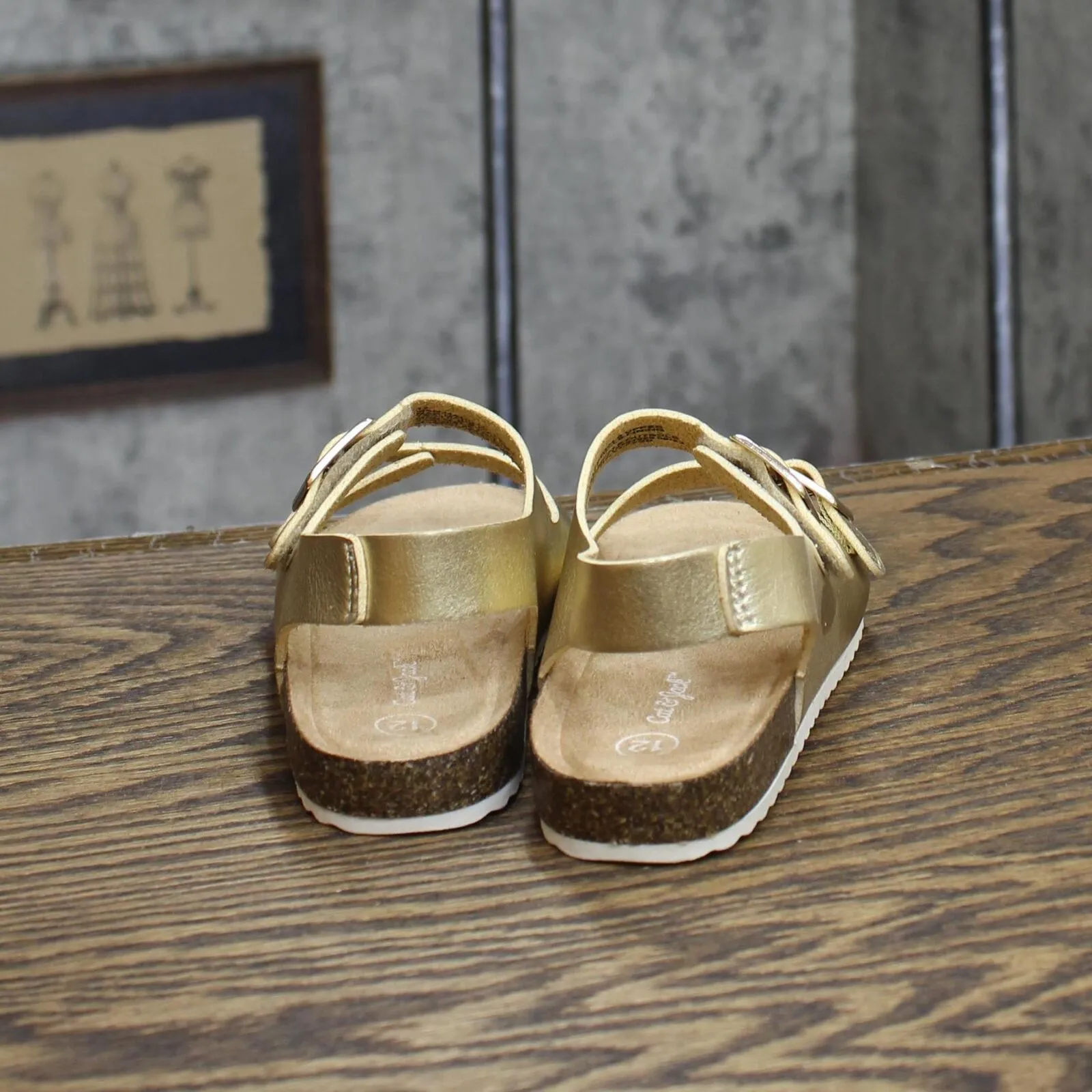 Cat & Jack Toddler Girls Shiny Strap Sandals 166cdadc619c1b Gold Yellow 12