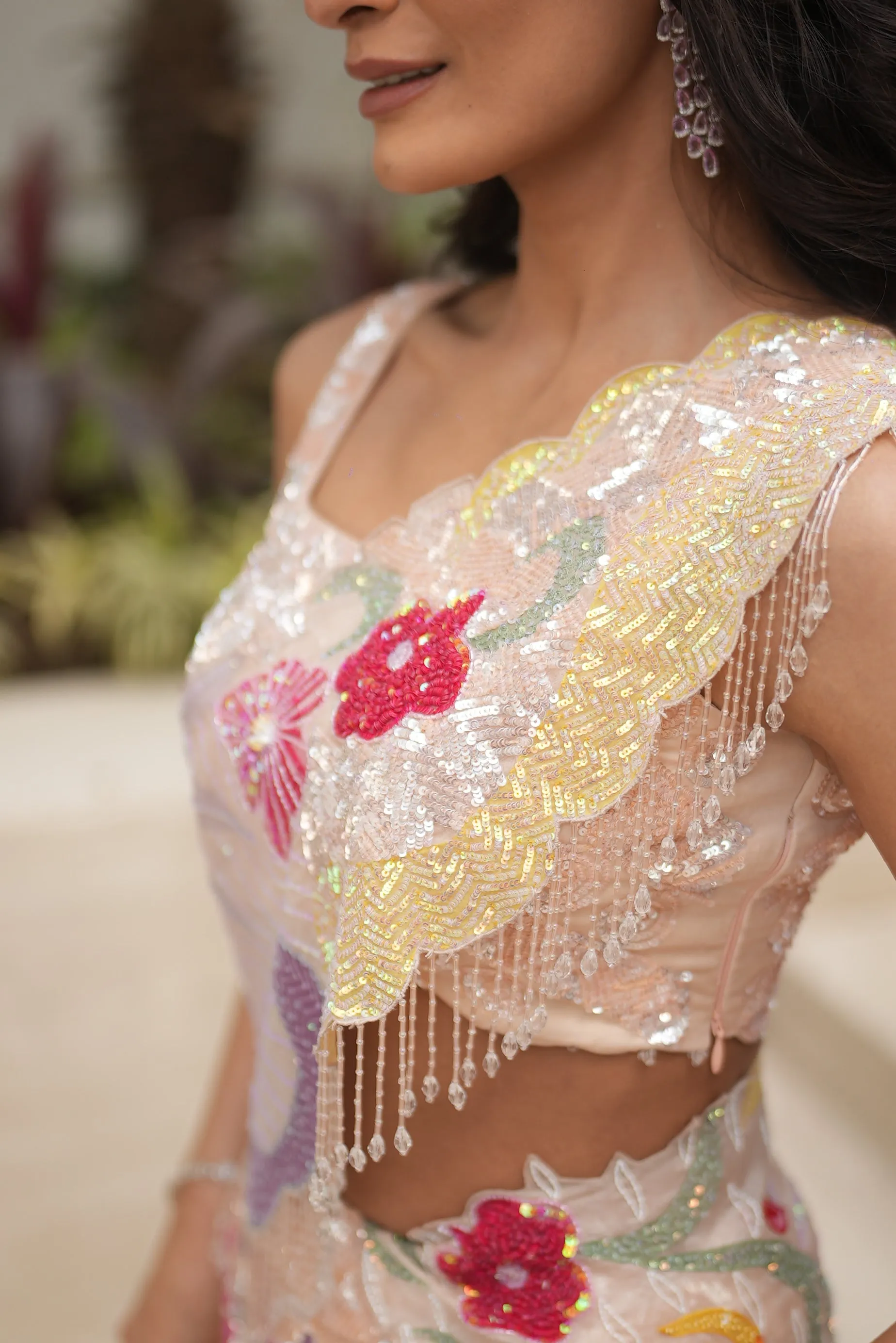 Celestia Ethereal Vibrant Hand-Painted Artistic Lehenga Set