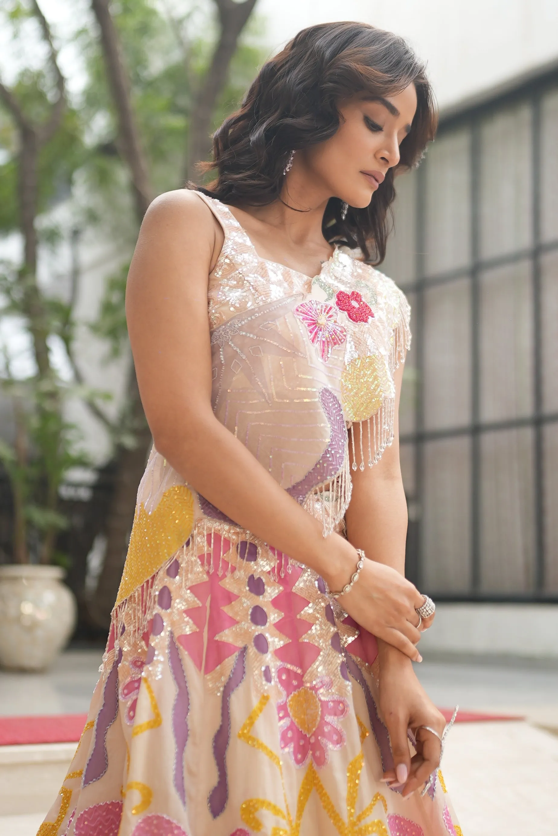 Celestia Ethereal Vibrant Hand-Painted Artistic Lehenga Set