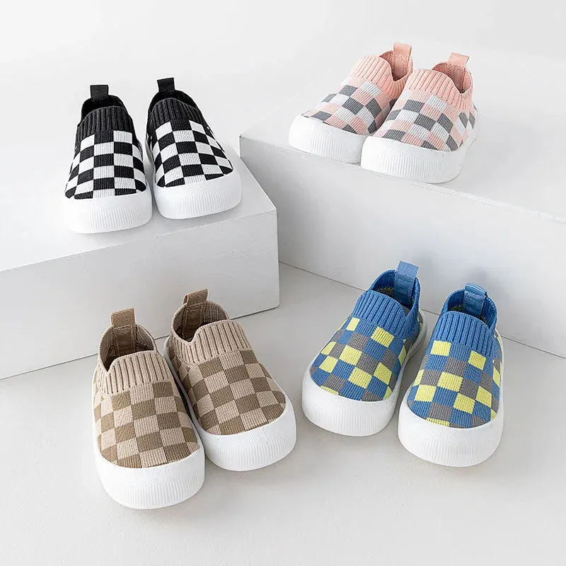 Checkered Slip-On Trendy Shoes for Kids – Comfortable & Stylish Footwear