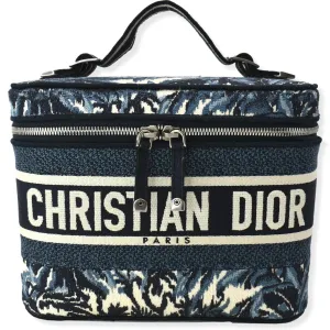 CHRISTIAN DIOR DiorTravel Oblique Embroidery Vanity Case Blue