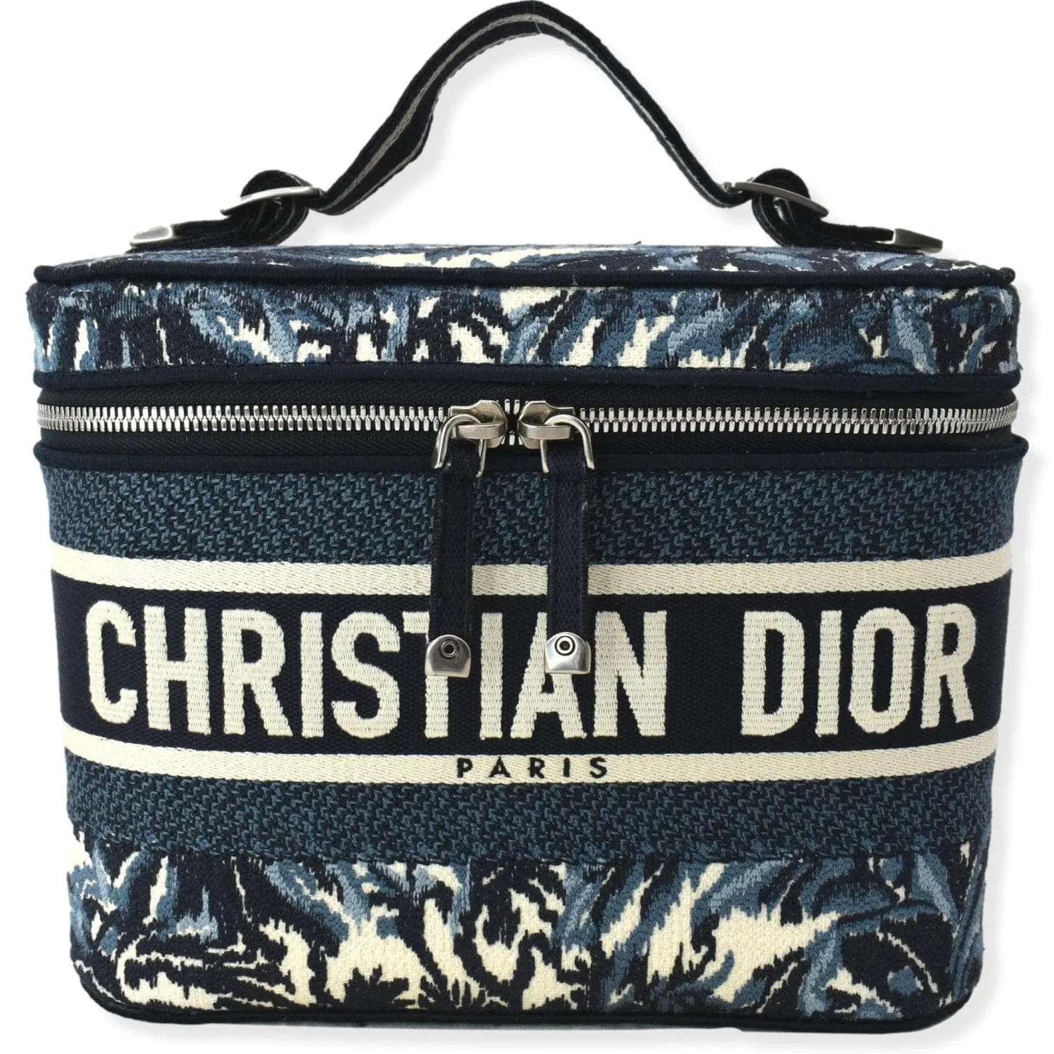 CHRISTIAN DIOR DiorTravel Oblique Embroidery Vanity Case Blue