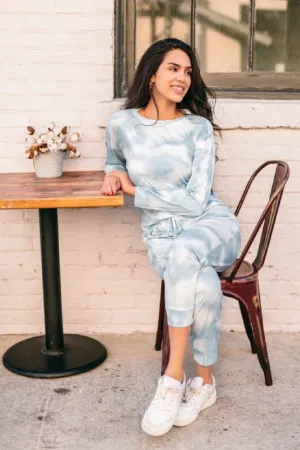 Comfy Bluish Grey Tie-Dye Co-ord Set