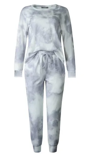 Comfy Bluish Grey Tie-Dye Co-ord Set