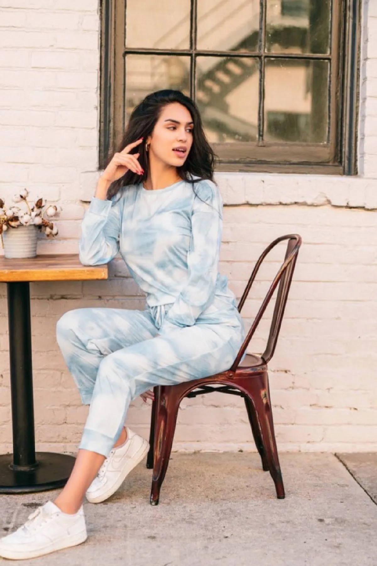 Comfy Bluish Grey Tie-Dye Co-ord Set