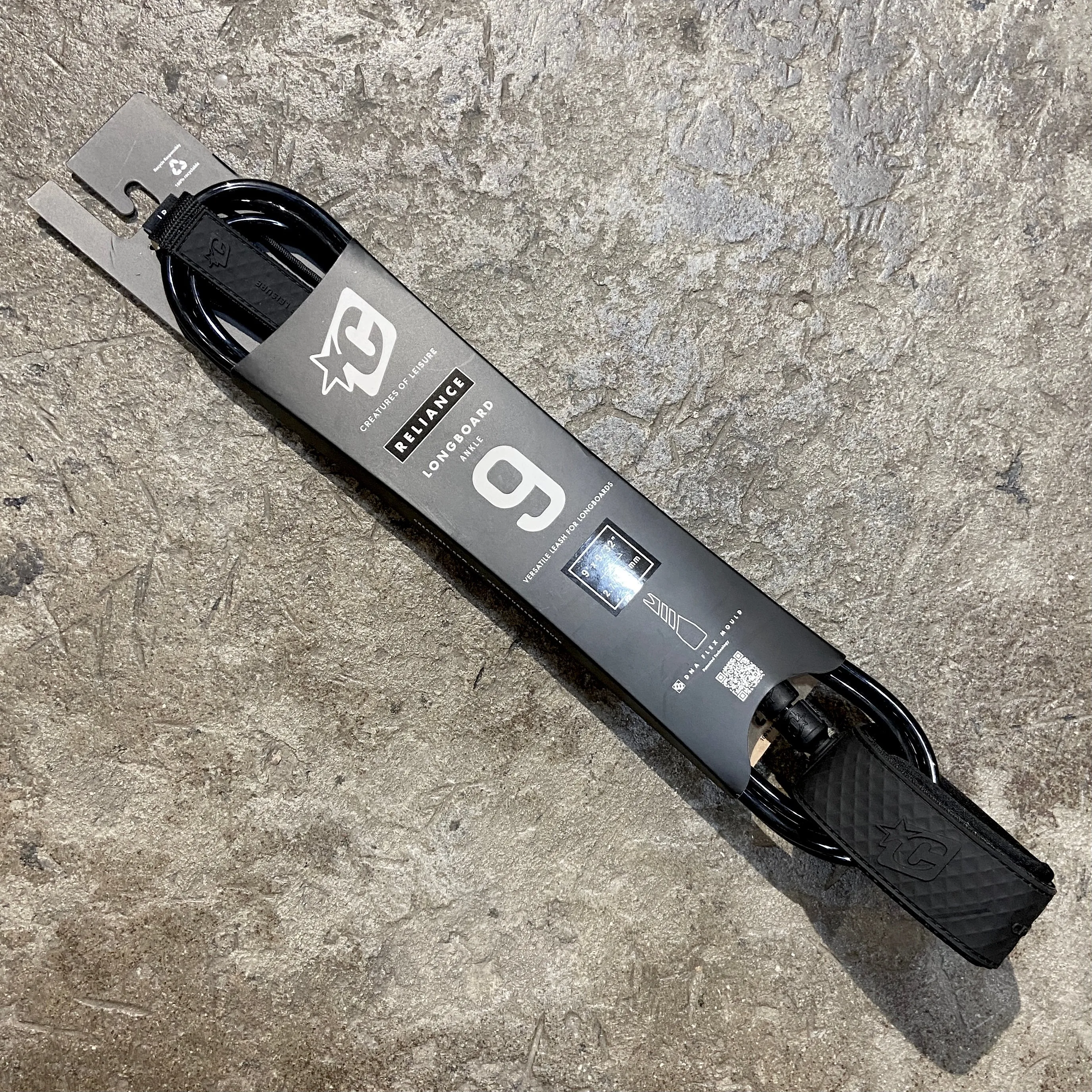 CREATURES OF LEISURE  RELIANCE LONGBOARD ANKLE LEASH 9'    BLACK