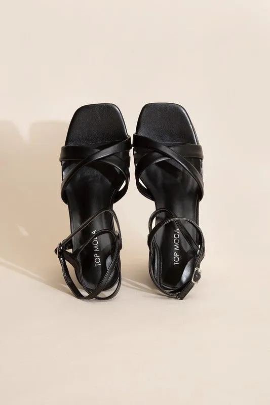CROSS ANKLE STRAP HEELS
