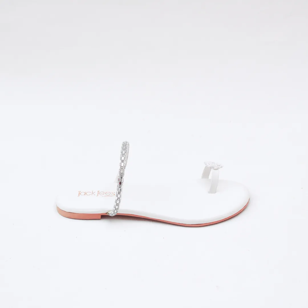 Crystal Bloom Flats White
