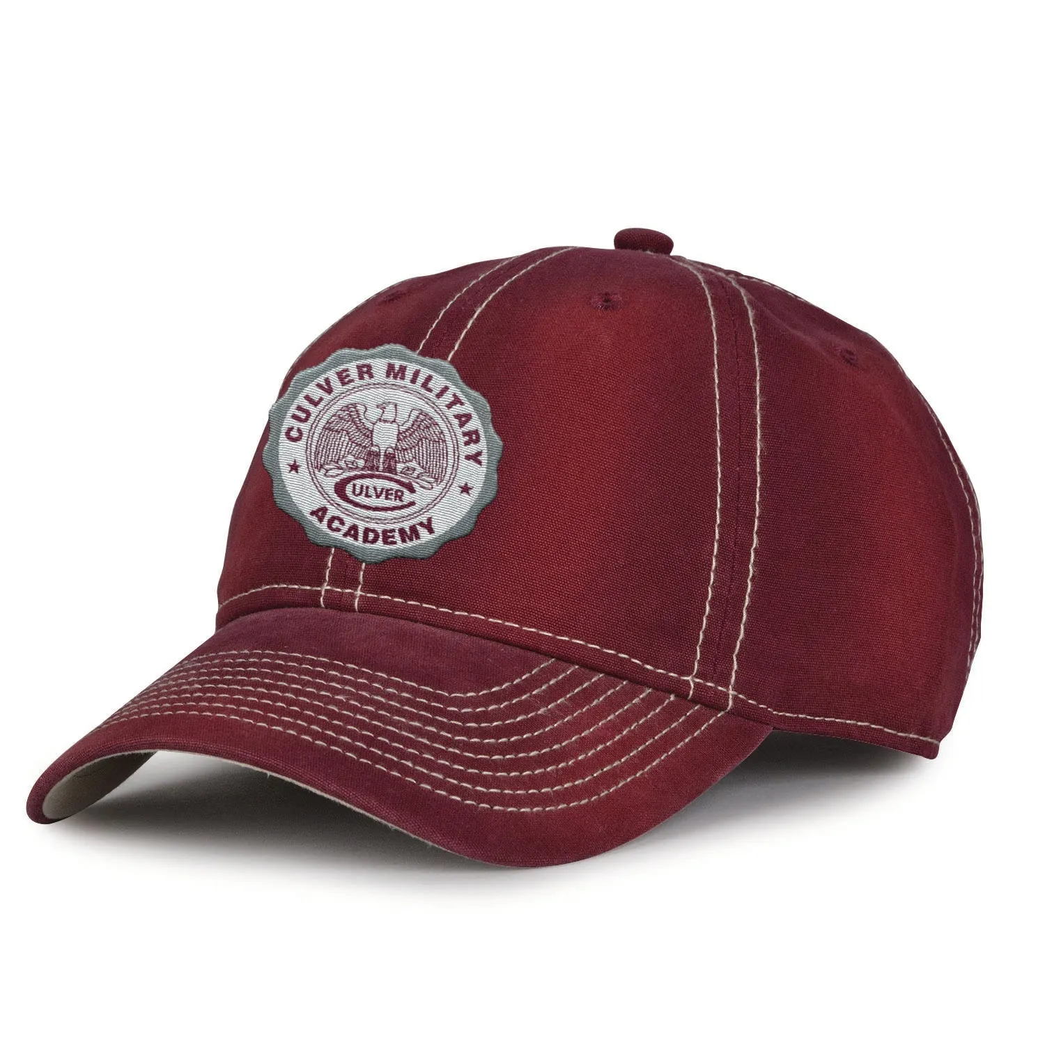 Culver Seal Maroon & Silver Washed Canvas Hat