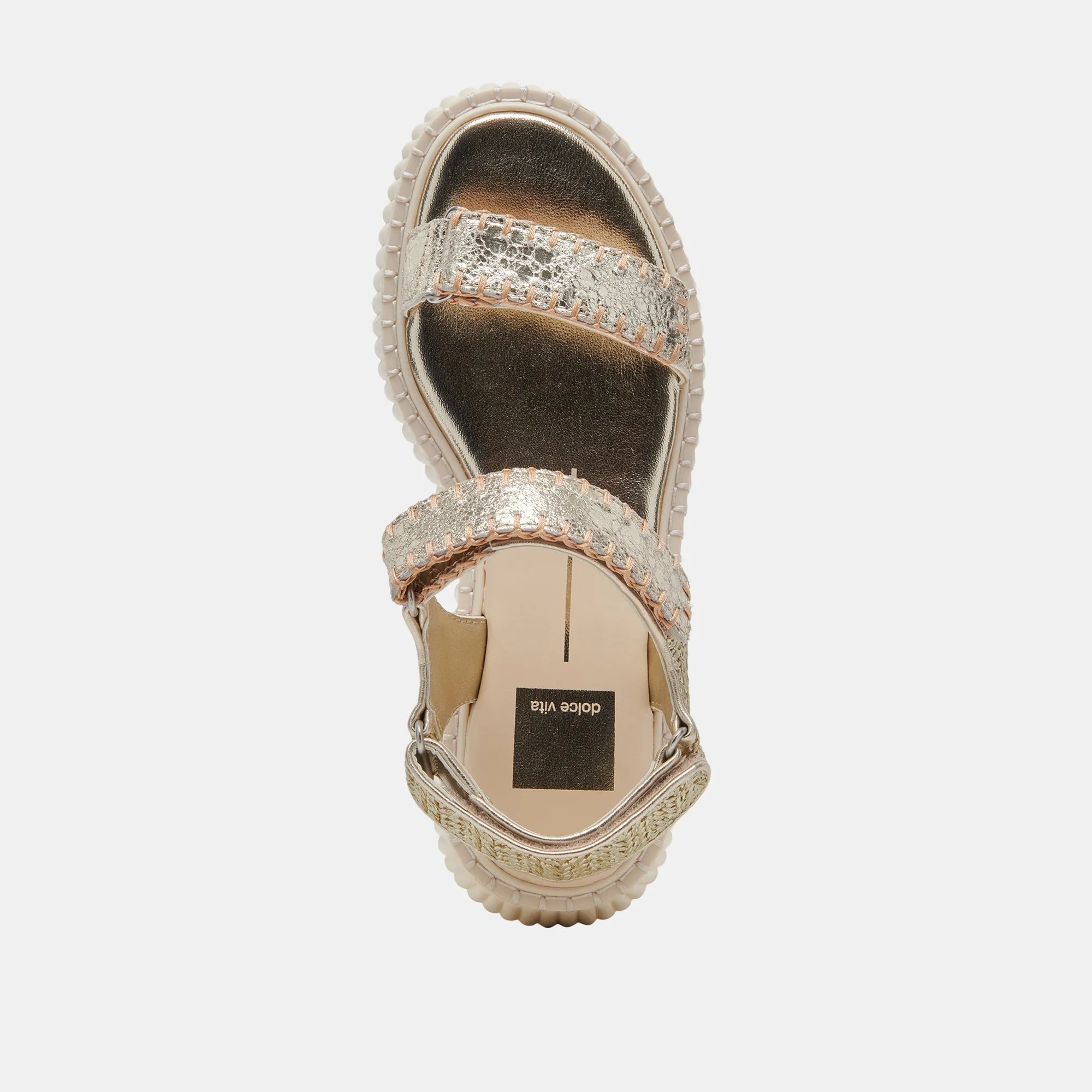 DEBRA SANDALS PLATINUM DISTRESSED LEATHER - re:vita