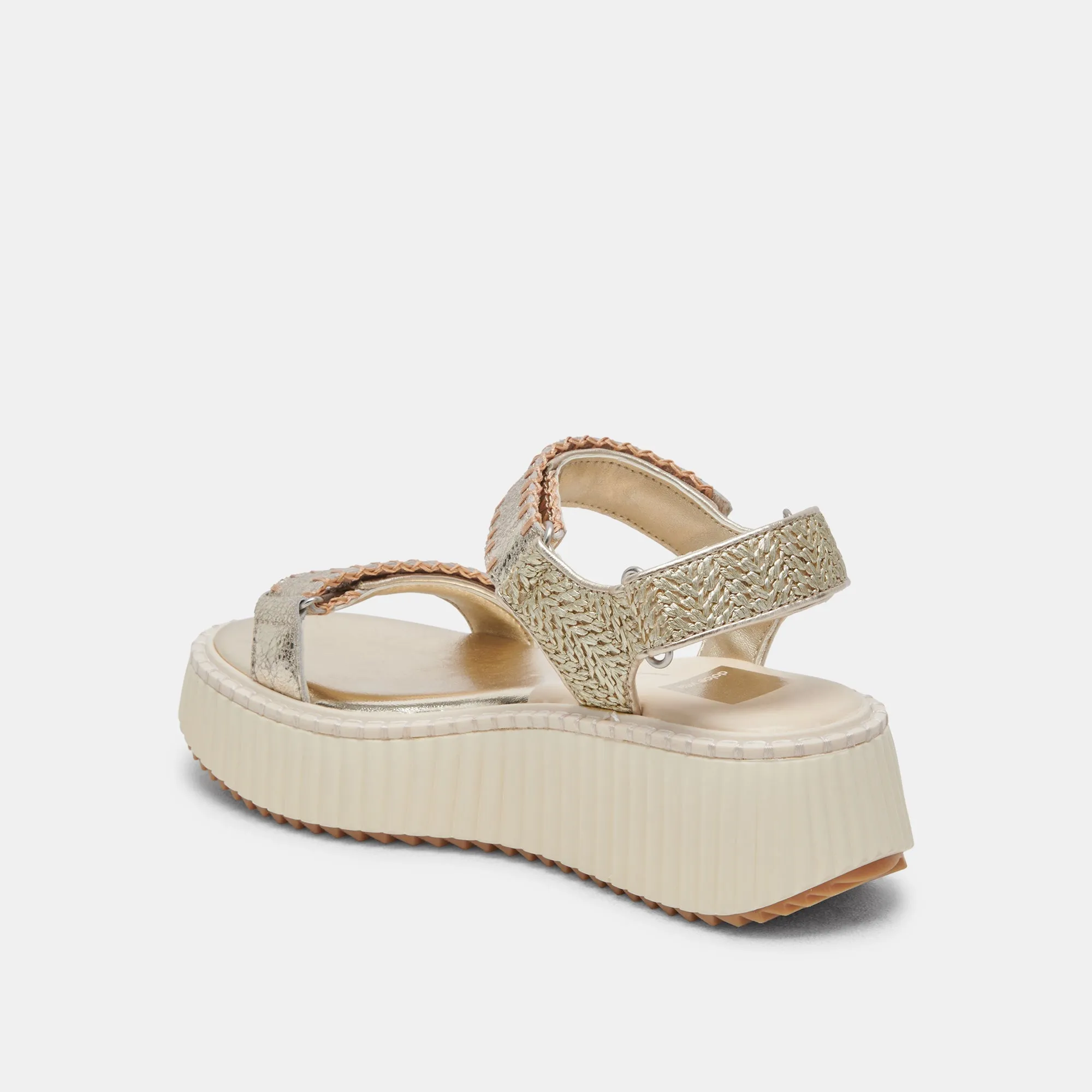 DEBRA SANDALS PLATINUM DISTRESSED LEATHER - re:vita