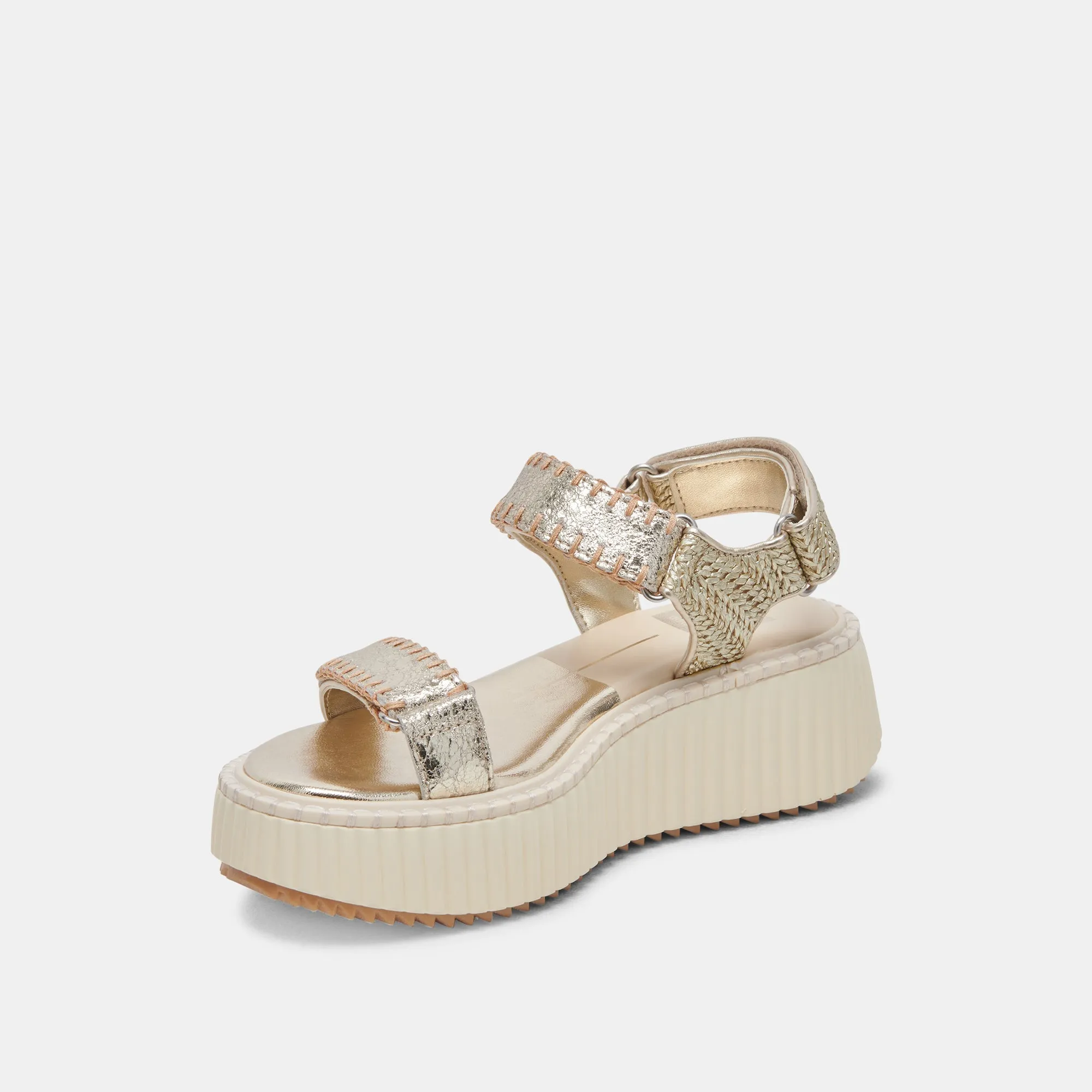 DEBRA SANDALS PLATINUM DISTRESSED LEATHER - re:vita