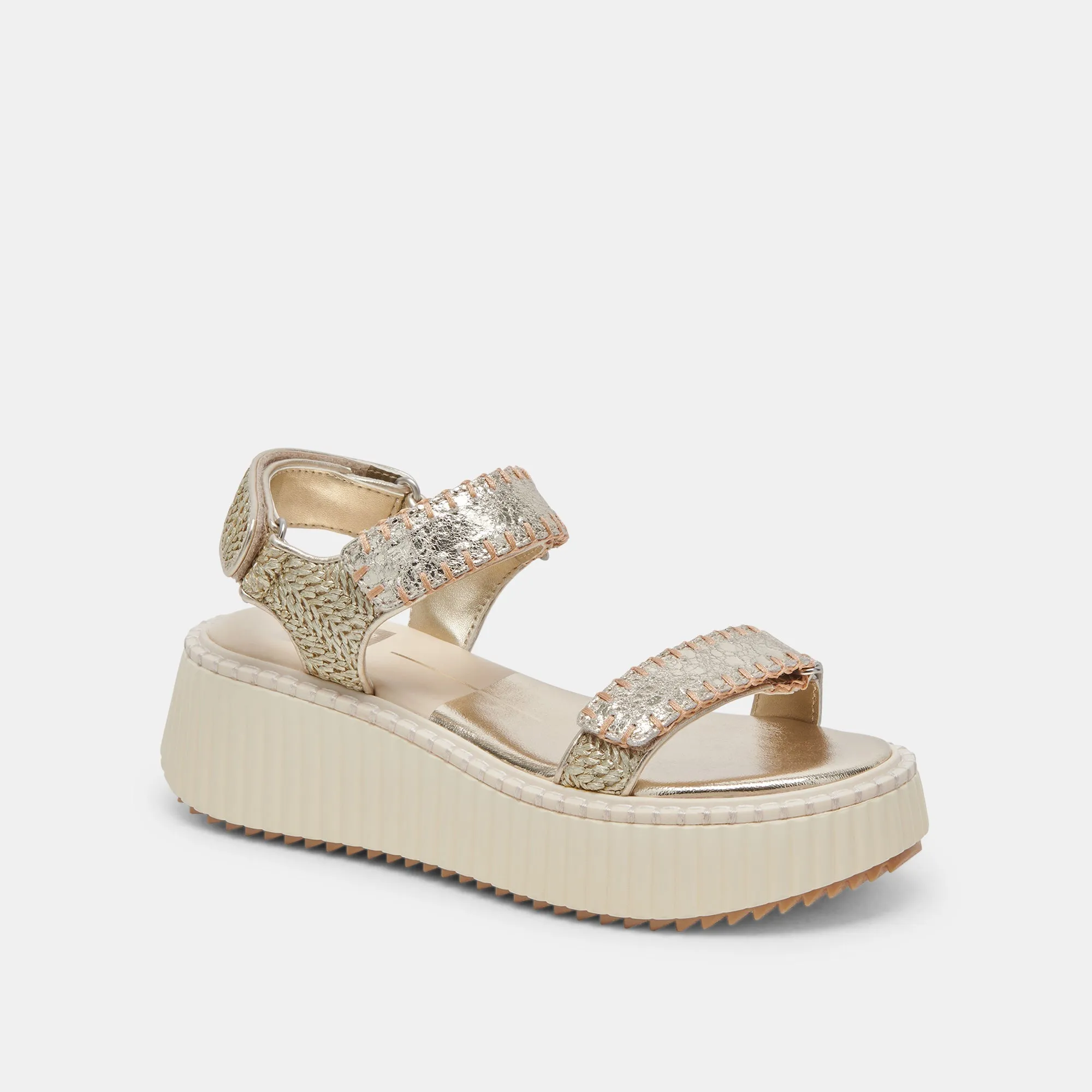 DEBRA SANDALS PLATINUM DISTRESSED LEATHER - re:vita