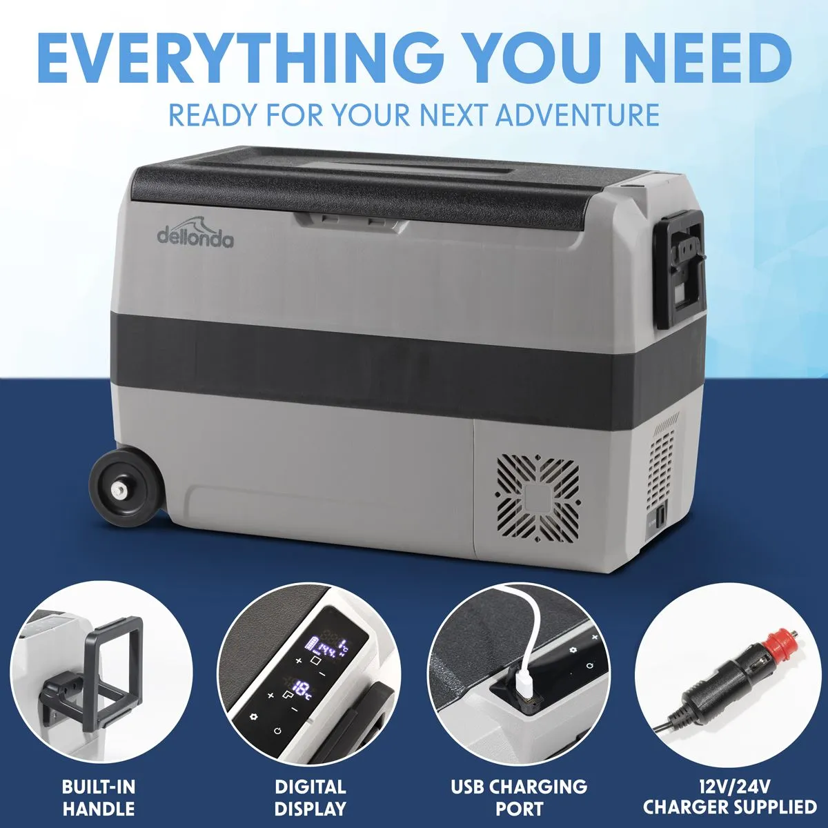 Dellonda 50L Portable Dual Zone Compressor Car Camping Fridge/Freezer 12/24V