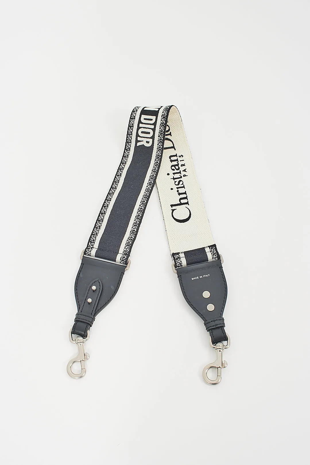 Dior Black & White Embroidery Guitar Strap