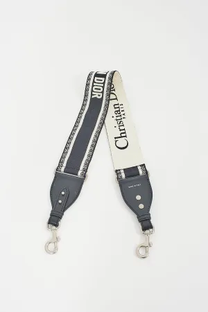 Dior Black & White Embroidery Guitar Strap