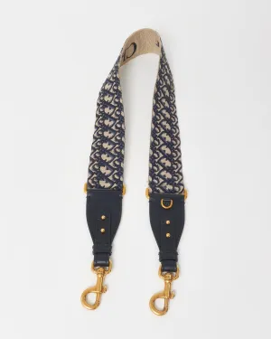 Dior Navy Oblique Jacquard Embroidered Canvas Reversible Logo Strap