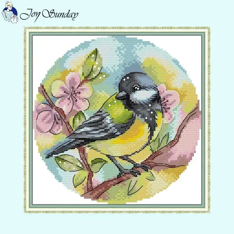 DIY Bird Series Cross Stitch Kit - Stamped Canvas 11ct, 14ct, 16ct for Handmade Embroidery Gifts