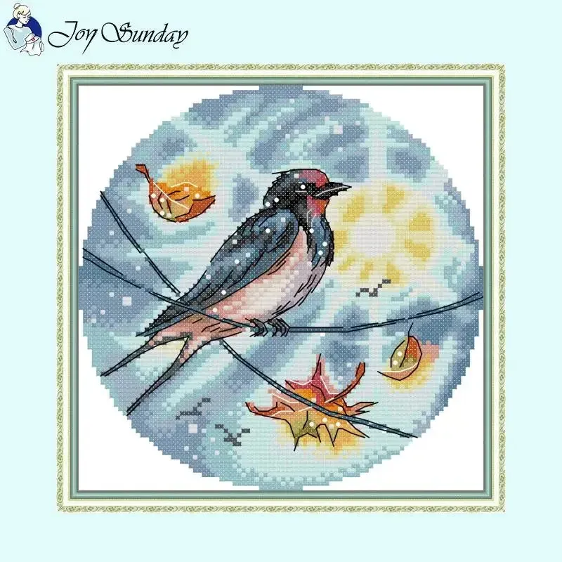 DIY Bird Series Cross Stitch Kit - Stamped Canvas 11ct, 14ct, 16ct for Handmade Embroidery Gifts