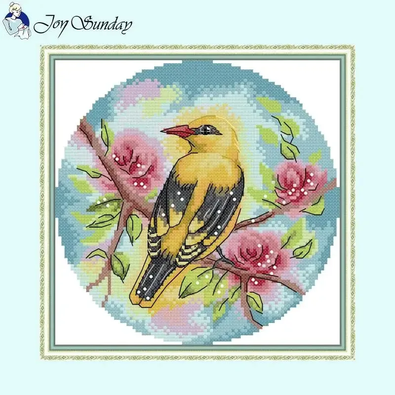 DIY Bird Series Cross Stitch Kit - Stamped Canvas 11ct, 14ct, 16ct for Handmade Embroidery Gifts