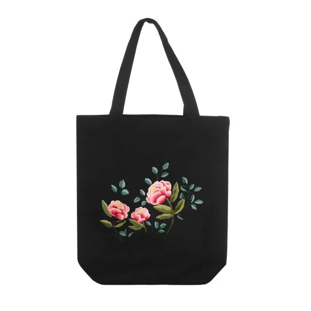 DIY Canvas Tote Bag Embroidery Kit With Flower DIY Arts Crafts Beginners Needlepoint Kits