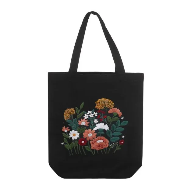 DIY Canvas Tote Bag Embroidery Kit With Flower DIY Arts Crafts Beginners Needlepoint Kits
