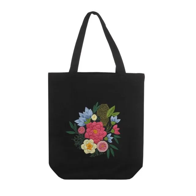 DIY Canvas Tote Bag Embroidery Kit With Flower DIY Arts Crafts Beginners Needlepoint Kits