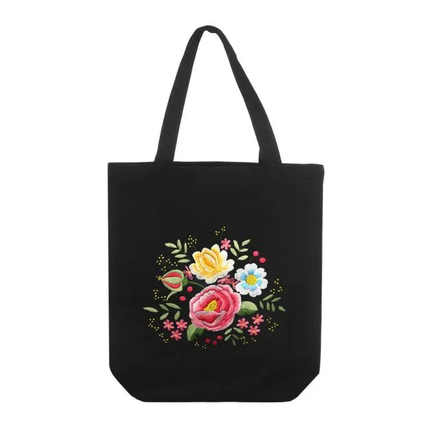DIY Canvas Tote Bag Embroidery Kit With Flower DIY Arts Crafts Beginners Needlepoint Kits
