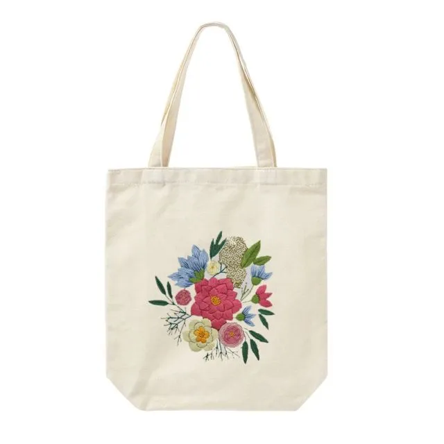 DIY Canvas Tote Bag Embroidery Kit With Flower DIY Arts Crafts Beginners Needlepoint Kits