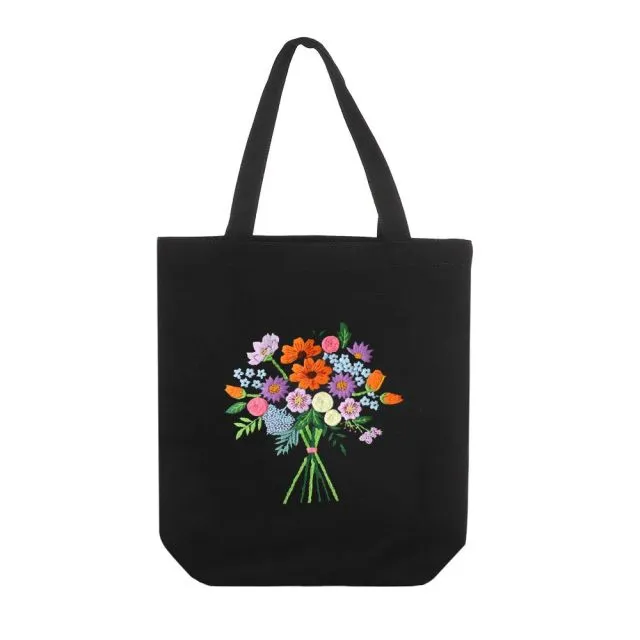 DIY Canvas Tote Bag Embroidery Kit With Flower DIY Arts Crafts Beginners Needlepoint Kits