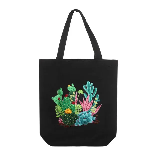 DIY Canvas Tote Bag Embroidery Kit With Flower DIY Arts Crafts Beginners Needlepoint Kits