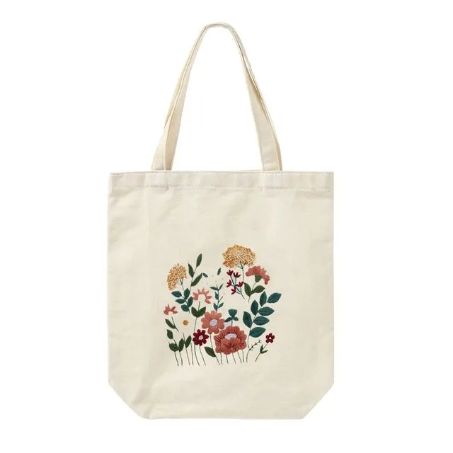 DIY Canvas Tote Bag Embroidery Kit With Flower DIY Arts Crafts Beginners Needlepoint Kits