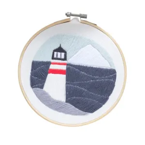 DIY Embroidery Bamboo Hoop Decor - Coastline  Lighthouse Sunrise