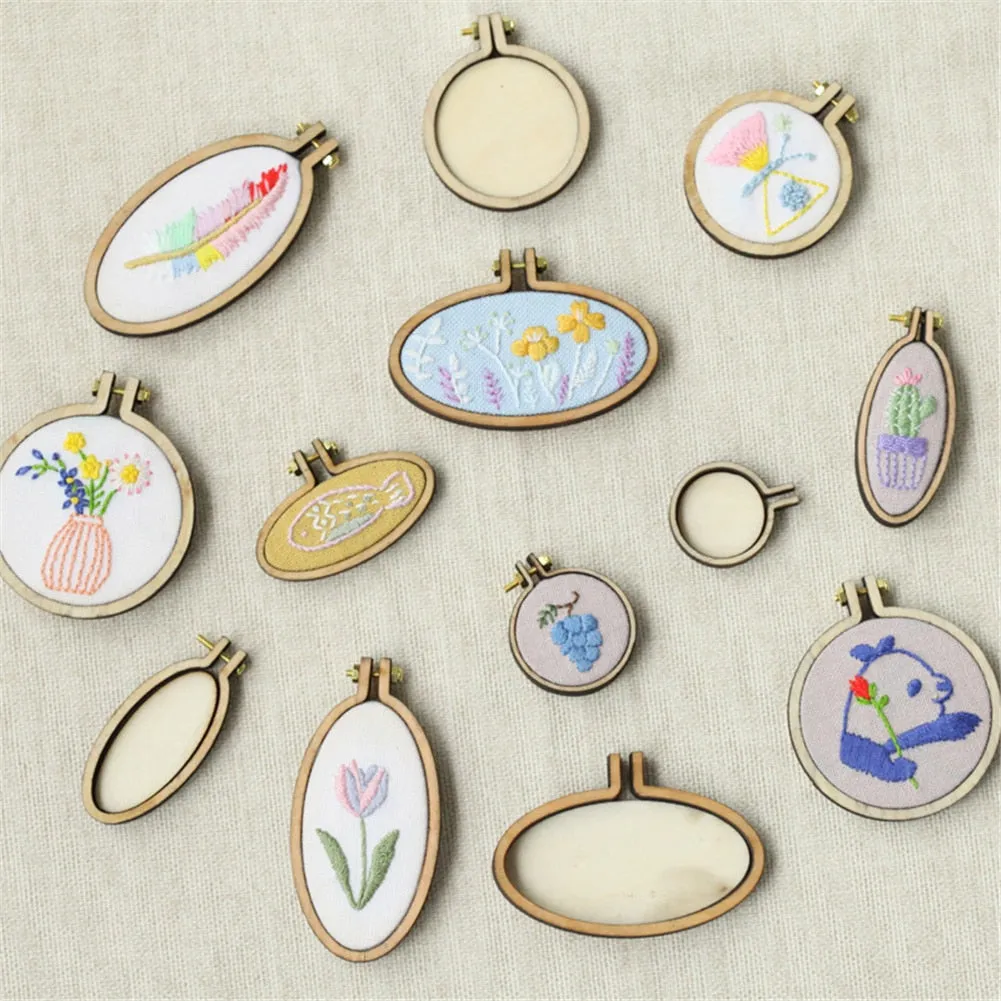 DIY Item set Mini Embroidery Fixed Frame Wooden Hoop/Ring for Accessories