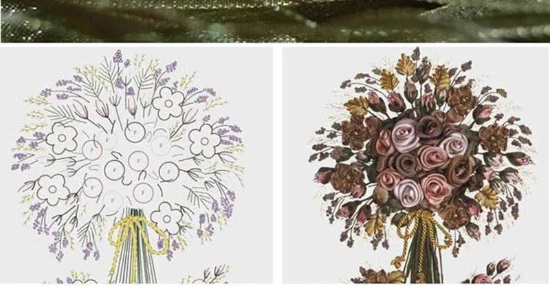 DIY Kit Flowers Vase 3D Ribbon Embroidery - Colorful Flowers