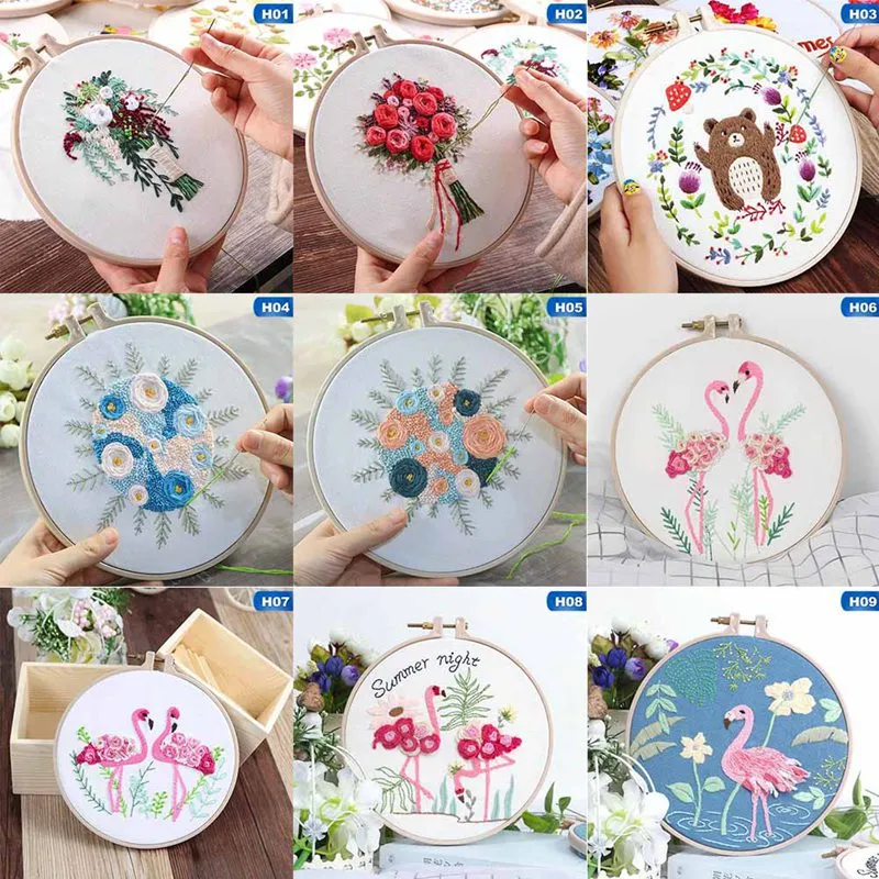 DIY kit Set Flowers Ribbon Embroidery