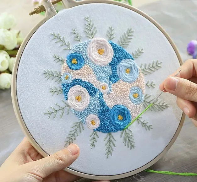 DIY kit Set Flowers Ribbon Embroidery