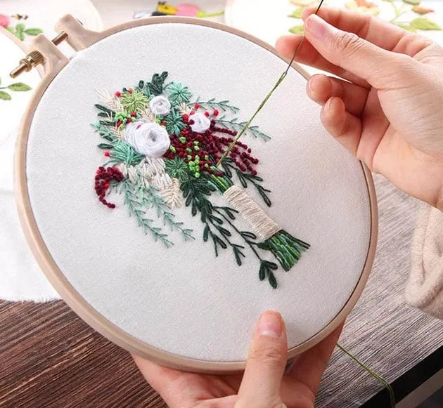 DIY kit Set Flowers Ribbon Embroidery