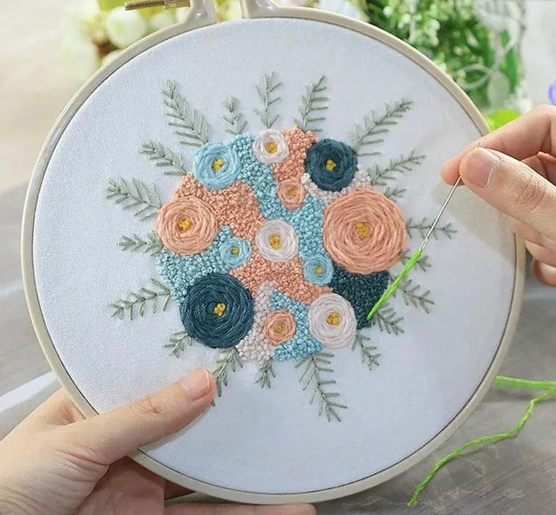 DIY kit Set Flowers Ribbon Embroidery