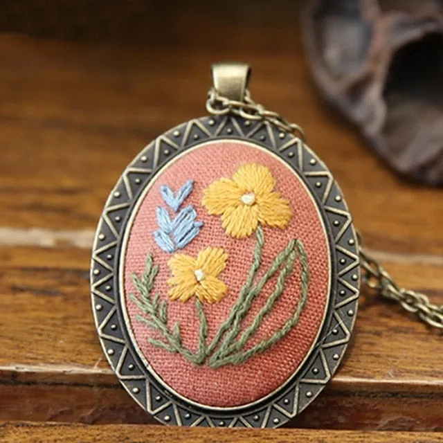 DIY Kits Flower Embroidery Necklace Accessories