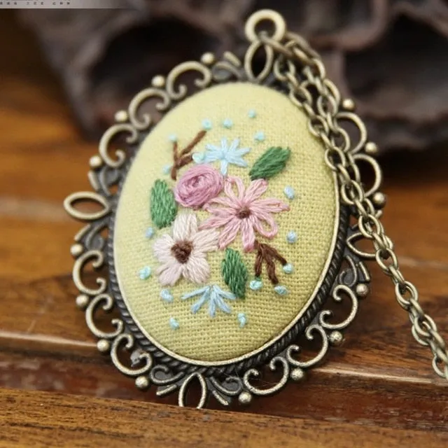 DIY Kits Flower Embroidery Necklace Accessories
