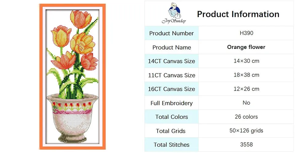 DIY Potted Plants Cross Stitch Kit - Floral Patterns Stamped Canvas for Handmade Embroidery