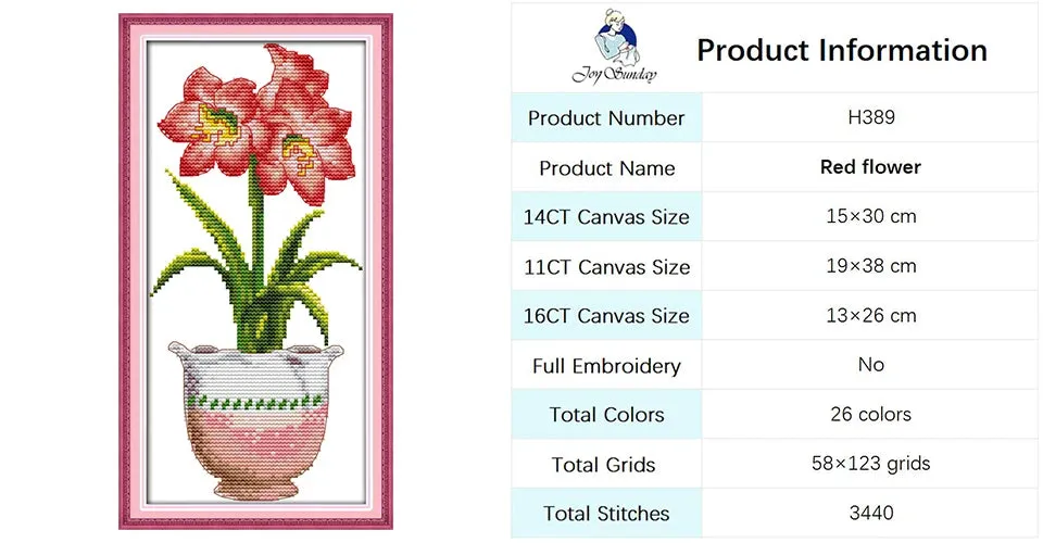 DIY Potted Plants Cross Stitch Kit - Floral Patterns Stamped Canvas for Handmade Embroidery