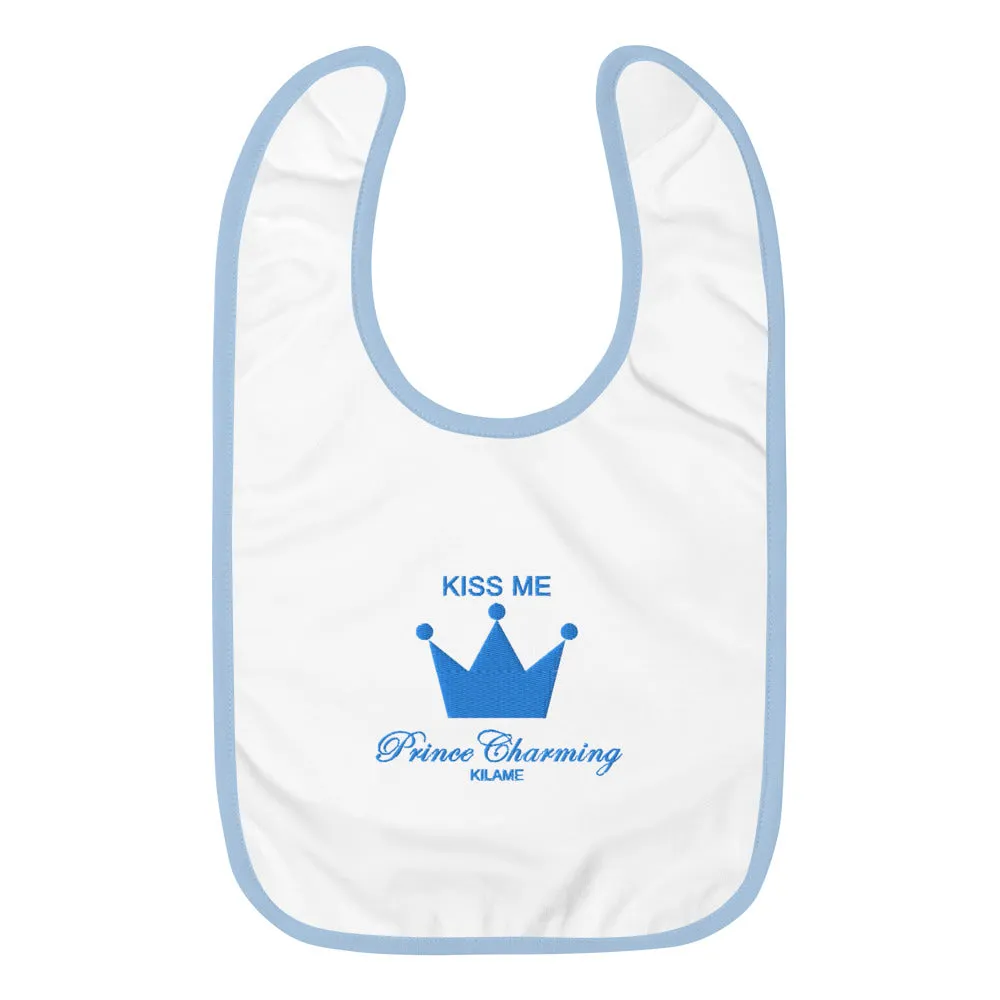 Embroidered Baby Bib 'Prince Crown'