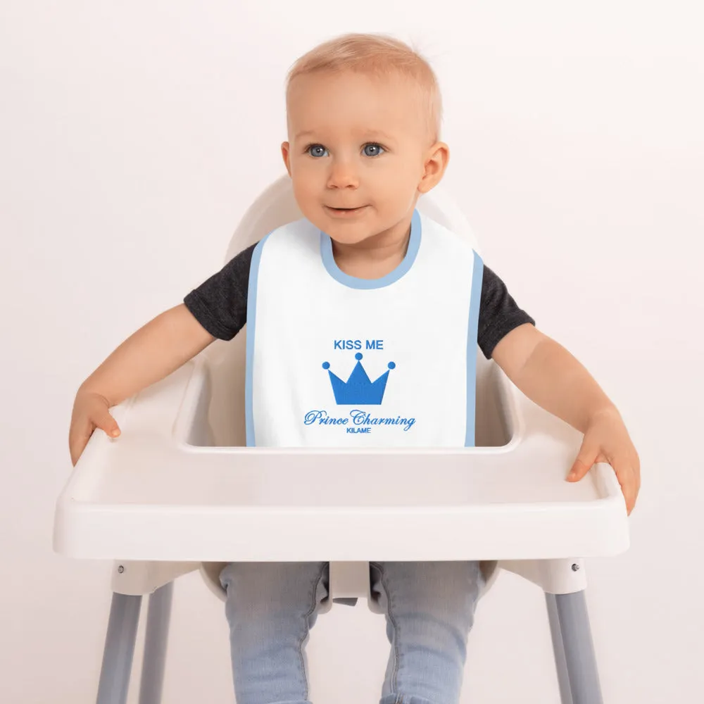 Embroidered Baby Bib 'Prince Crown'