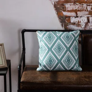 Embroidered Blue Geometric Pillow Cushion Cover - 45x45cm - 10 Designs