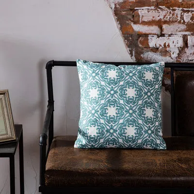 Embroidered Blue Geometric Pillow Cushion Cover - 45x45cm - 10 Designs