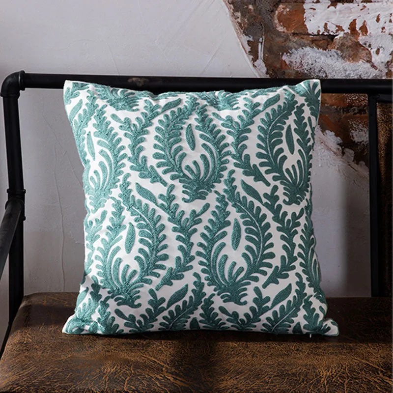 Embroidered Blue Geometric Pillow Cushion Cover - 45x45cm - 10 Designs