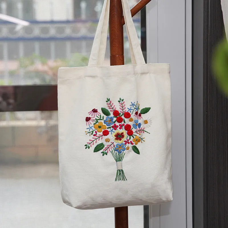 Embroidered Diy Tote Bag Shoulder Bag Couple Canvas Bag