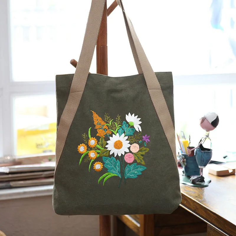 Embroidered Diy Tote Bag Shoulder Bag Couple Canvas Bag